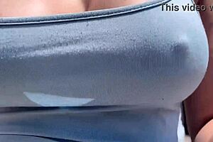 Artemisia Love Flashing Her Big Tits Outdoors Without A Bra So Horny!