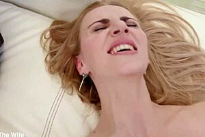 Sexy tall wife afina levi makes useless husband watch deepthroat blowjob and facial