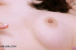 Elegant dark-haired model shows her sexy body