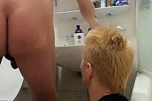 German prostitute milf whore Sandra performs ass licking rimjob and face fucking in European style.