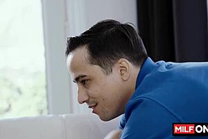 Natural Busty Blonde Fucks Stepson For His Huge Monster Cock Intensely