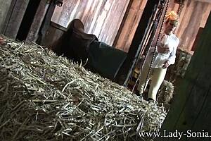 Lady Sonia feels watched while masturbating in lingerie.