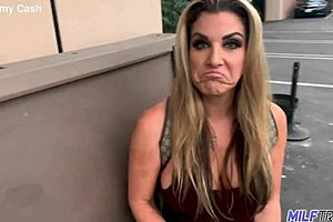 dirty blonde bombshell gives sexy milf ass to horny stud