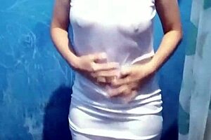 homemade latina couple has sex in the shower