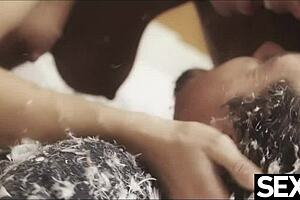 two girls in sexy lingerie force multiple orgasms on each other