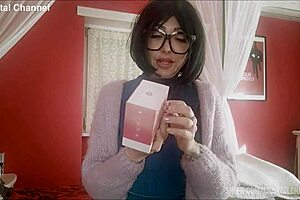 Nerd Chantal squirts with her new huge sex toy in first-time rough masturbation.