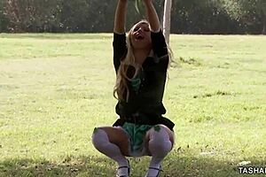 Tasha Reign PLEASURES her TIGHT ANUS in lingerie.