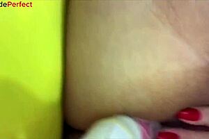 blonde milf masturbates alone with toy