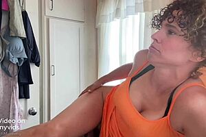 Stepmom Gets Bent Over for Blowjob and Face Fucking in Missionary Position Instead of Laundry