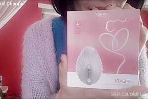 Nerd Chantal squirts with her new huge sex toy in first-time rough masturbation.