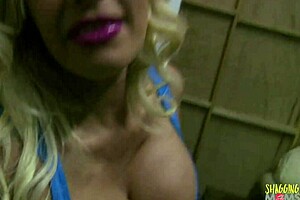 Blonde milf works as closet assistant, bent over for group sex with licking and cumshot