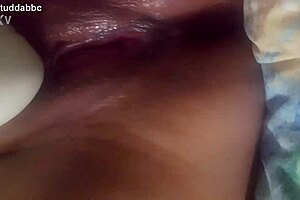 latina mom masturbating with strong vibrator close up