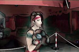 Sheila Stone and Natasha kiss in the ring.