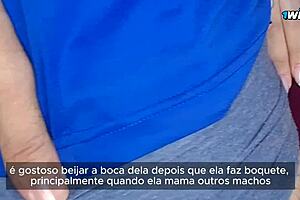 Dona de casa casada goza cavalgando em seu corno e é interrompida ao tentar abrir a porta