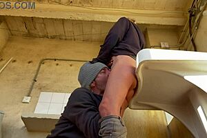 Hot wife and neighbor in the washing machine room - pussy eating with orgasms - amateur spanish milf