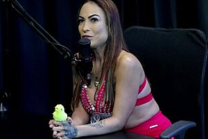 belinha baracho in sheer red lingerie for outdoor interview 😏