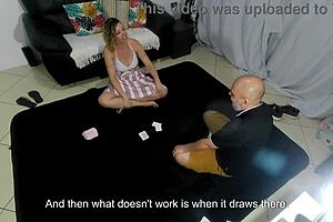 Party game ends with naked woman covered in cum.