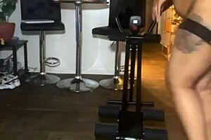 my personal trainer leads a naked workout session as the latina milf with big ass gets close up and sweaty with her ebony friend