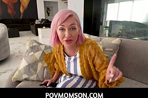 Dirty stepmom Adira Allure with big tits gives her horny guy a perfect handjob! 😈✋