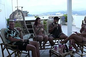 The couple Kobra joins Bruna Carlos and Matheus Caetano in a steamy swingers compilation for Bora Cast part 3, all visible on sheer red.