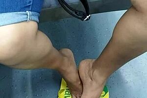 Candid Brazilian Girl Shoeplay Flip Flops