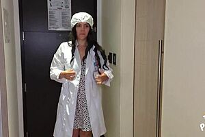 I Feel So Turned On by Milf Doctor Examining Guest's Cock in Hotel with Tits and Pussy Action as Nurse Plays Naughty