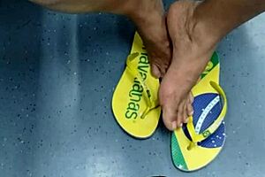 Candid Brazilian Girl Shoeplay Flip Flops