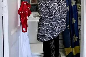 Granny Mariaold spends the day with toilet peeping followed by evening joi fun