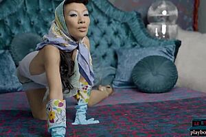 Asian milf Asa Akira strips in solo softcore video.