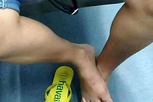 Candid Brazilian Girl Shoeplay Flip Flops