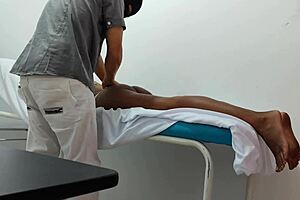 During a routine checkup, the doctor provides his female patient with special sensual massage focusing on natural tits and ass areas.