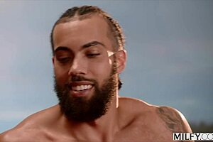 daisy fuentes rides huge cock spooning, hubby watches cum on tits