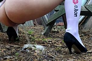 stepmom pisses outdoors then enjoys mouth fucking until powerful orgasm hits from g-spot stimulation in homemade fetish play