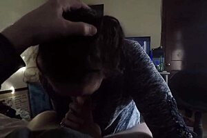 An old mature lady gets intimate while handling her landscape job outdoors.