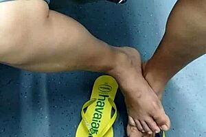 Candid Brazilian Girl Shoeplay Flip Flops