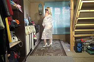 Juicy Milf Teases With Striptease In Lingerie And Stockings