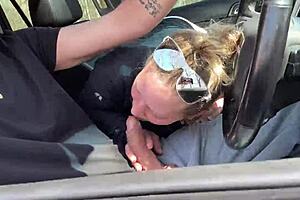 Wife gives road head during camping trip with outdoor fucking and close-call shower moments