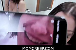 in momcreep, stepson surprises stepmom in bathroom for taboo doggystyle sex