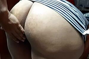 Colombian stepmother with big natural tits gives blowjob to her girlfriend's boyfriend in homemade video.