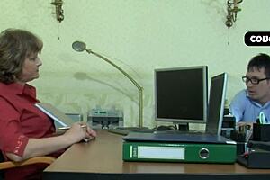 he left his female boss with a mouthful of cum after hairy beaver licking and doggystyle fucking on bed