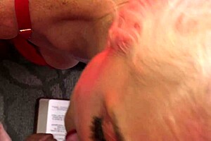 blonde milf gives sloppy deepthroat blowjob and worships that cock