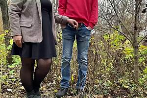 Fat mother in law dominates with hairy big ass and chubby fetish pissing outdoors in pantyhose