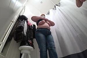 hidden camera catches fat milf changing in public fitting room