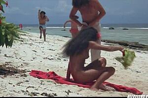 Manuia Taie appears in the 1981 film Pacific Banana, showcasing her big tits and retro charm in a topless banana scene.