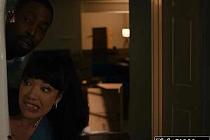 Milf faces crazy ghost problem solved by intense interracial fucking with big black cock deepthroat titty fuck and cunnilingus