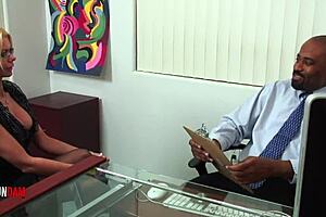 Wow Barbie Sinclair Fucks and Sucks Monster Big Black Cock for Skinny Cougar Job!