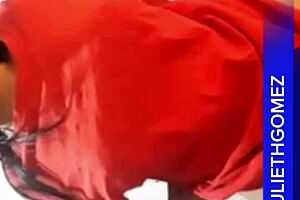 Pregnant Colombian Milf Yulieth Gomez Flashes Big Ass In See Through Lingerie While Bathing And Spanking Girlfriend