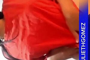 Pregnant Colombian Milf Yulieth Gomez Flashes Big Ass In See Through Lingerie While Bathing And Spanking Girlfriend