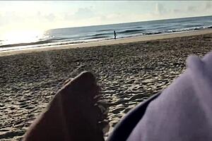 the milf suddenly came up from behind and started jerking me off in front of everyone with her big tits and ass in public pov creampie action