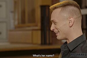 blonde european cougar with natural tits in stockings seduces